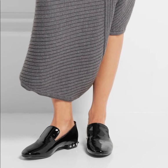 Balenciaga Leather Studded Accent Loafers - Picture 1 of 17